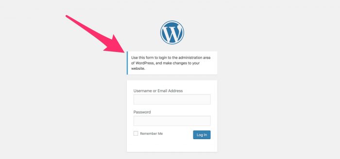 WordPress custom login message