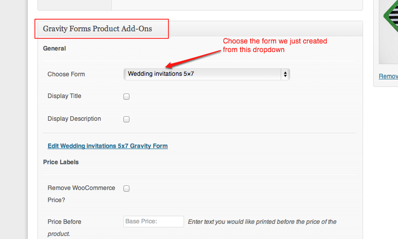 WooCommerce Gravity Forms - Select Form