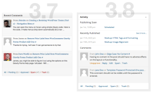 WordPress Dashboard (3.8) - Comments/Activity