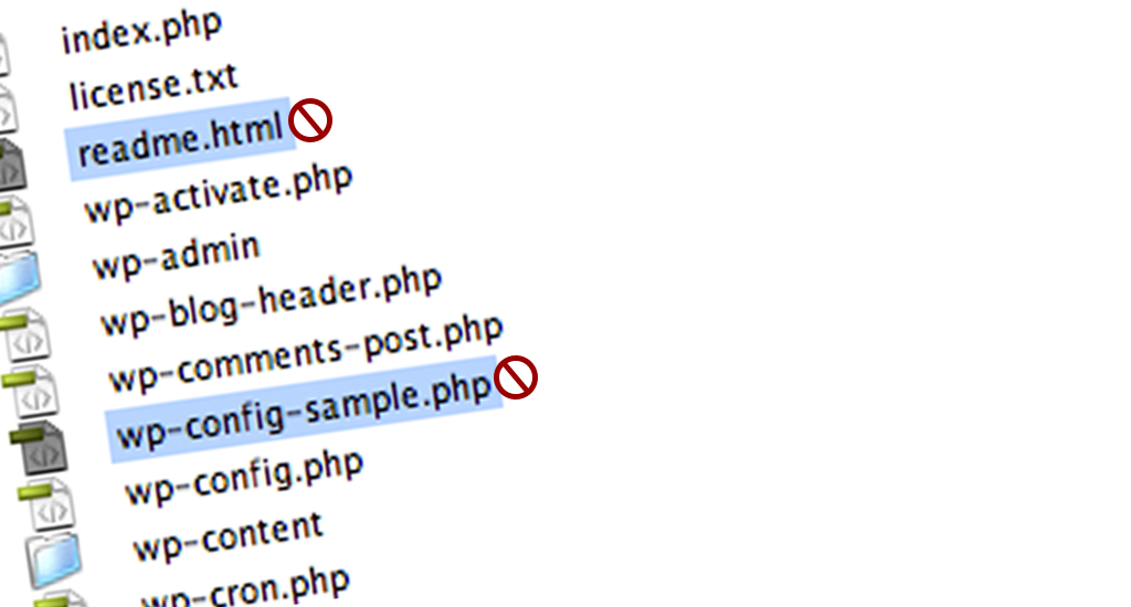 WordPress Delete Unnecessary Files - readme.html, wp-config-sample.php