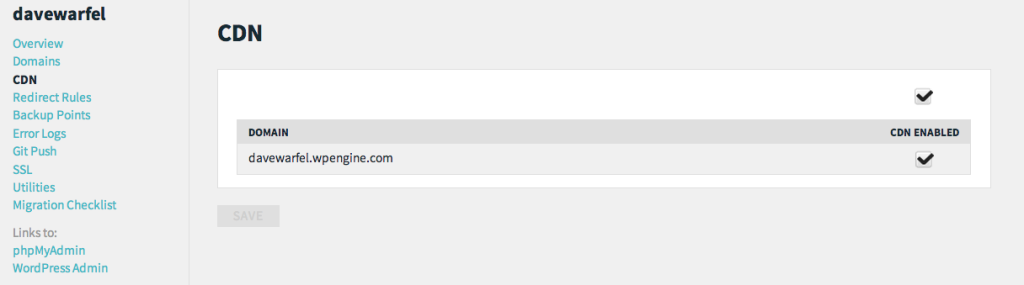 WP Engine Admin - enabling CDN