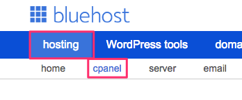 Bluehost hosting cpanel navigation