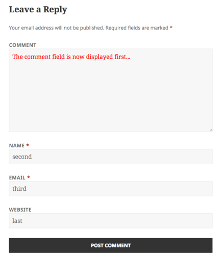 WordPress 4.4 comment form order