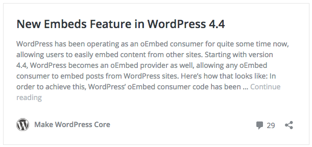 WordPress 4.4 oEmbed Support