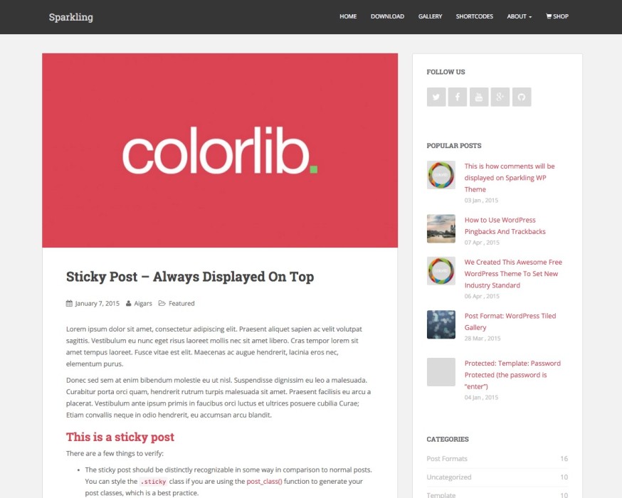 Sparkling Free WordPress Bootstrap Theme