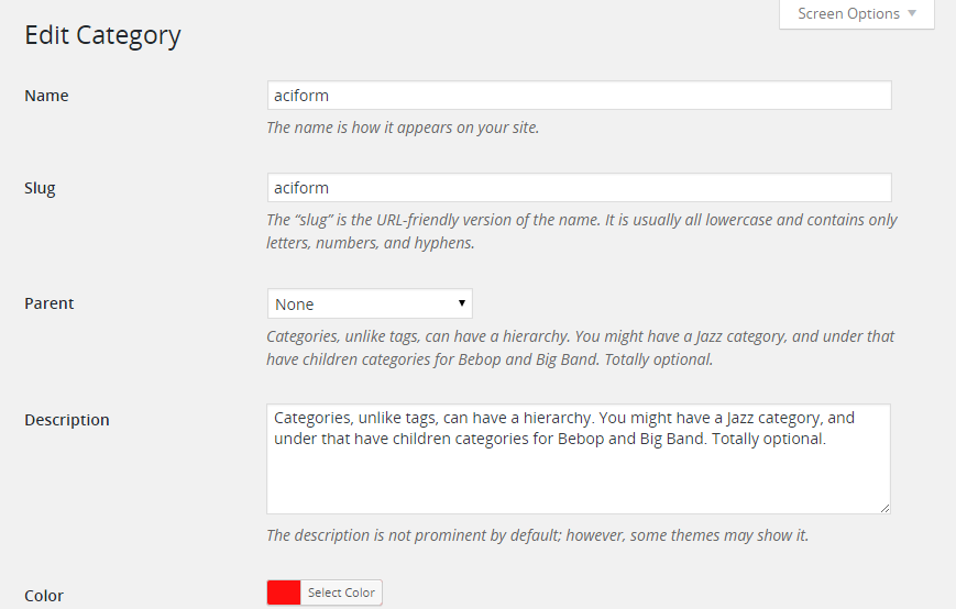 WordPress 4.4 Term Meta example