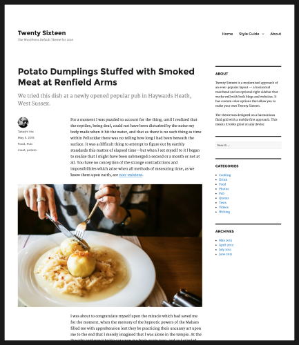 Twenty Sixteen WordPress Theme