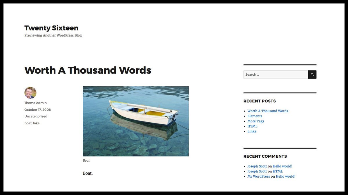 Twenty Sixteen WordPress Theme