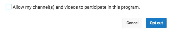 YouTube Fan Finder, opt-out