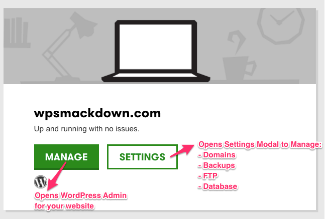 GoDaddy Hosting Manage vs. Settings