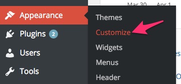 WordPress > Appearance > Customize