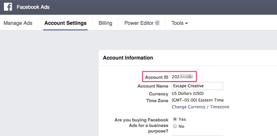 Find your Facebook Ad Account ID