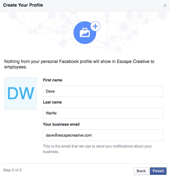 Facebook Business Manager setup step 2