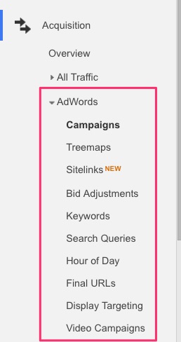 Google Analytics AdWords reports