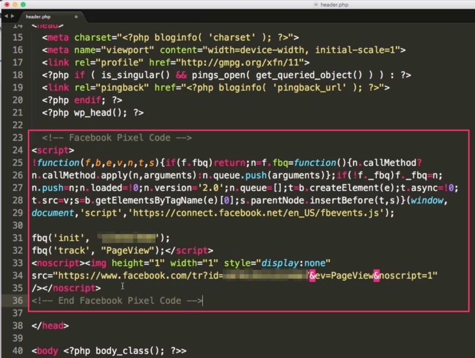 Install Facebook pixel on WordPress theme