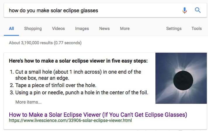 Google's answer on how to make solar eclipse glasses