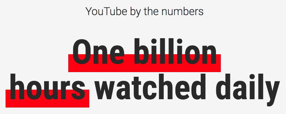 YouTube stats - 1 billion hours watched daily