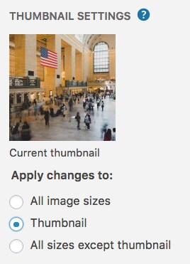 WordPress image thumbnail settings