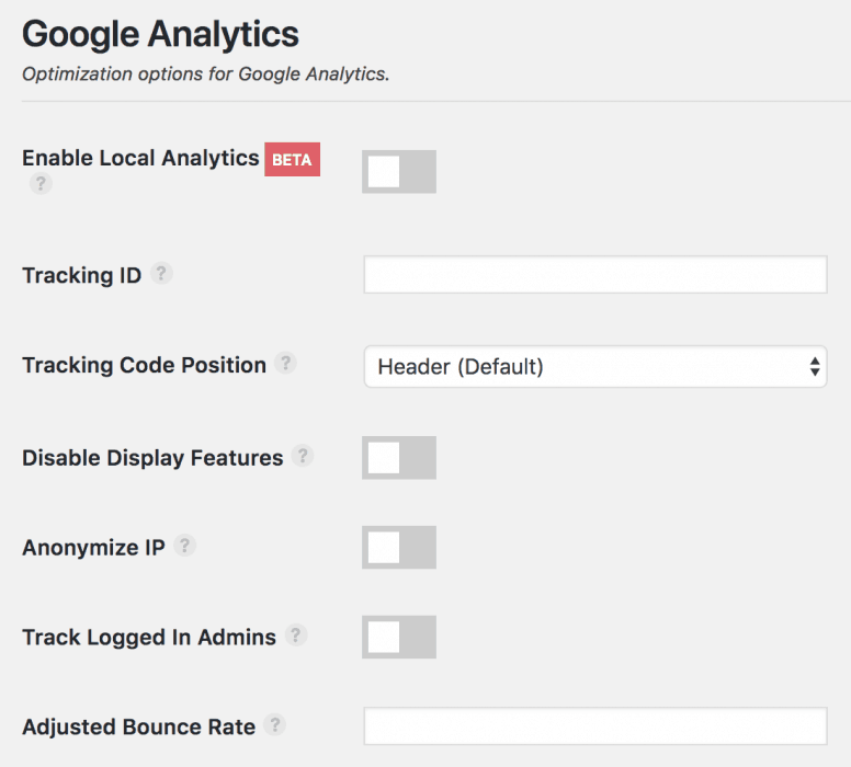 Perfmatters local analytics