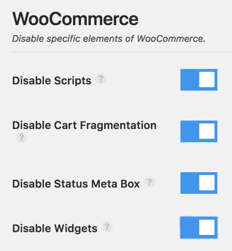 Perfmatters WooCommerce options