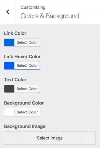 Neve theme color & background options