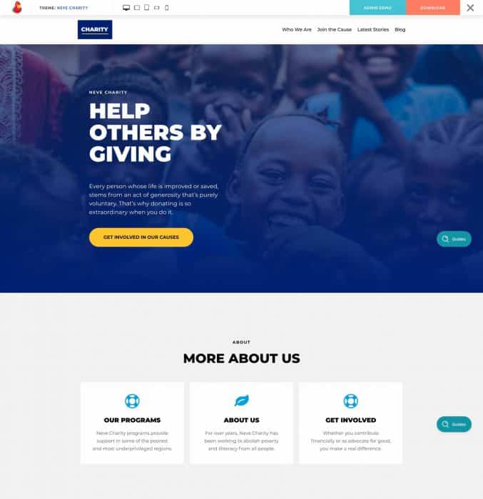 Neve theme charity template 2